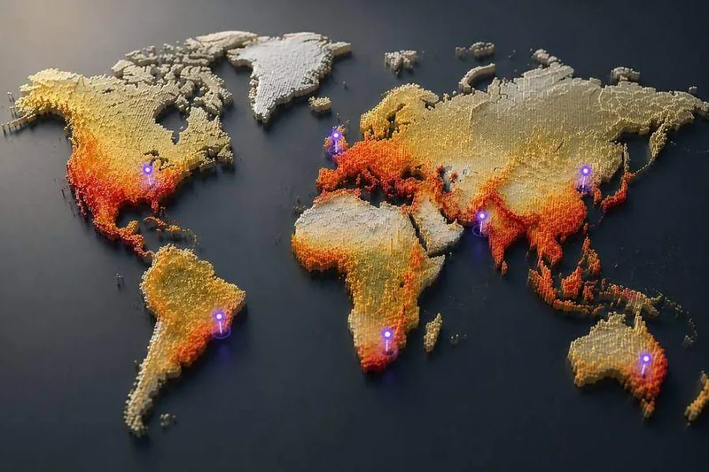 Physical climate risk assessment tool — heat-map showing asset-level climate hazards